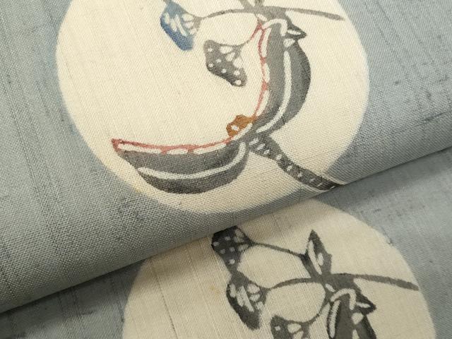 平和屋着物＊夏物　九寸名古屋帯　紬地　型染め　とんぼ　正絹　逸品　CABG9906fb