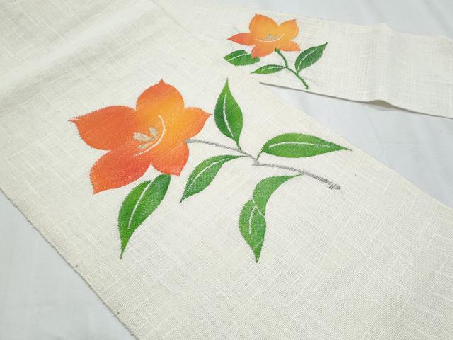平和屋着物＊夏物　八寸名古屋帯　桔梗　金糸　正絹　逸品　CABG9919fb