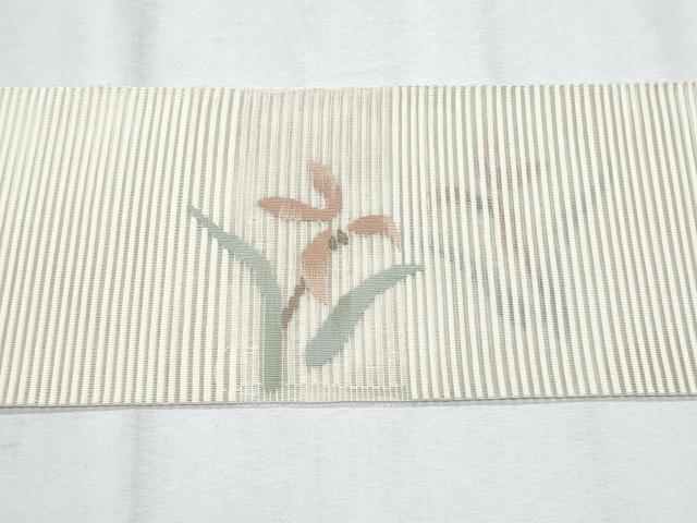 平和屋着物＊夏物　九寸名古屋帯　絽綴れ　枝花文　金糸　正絹　逸品　CABG9909fb