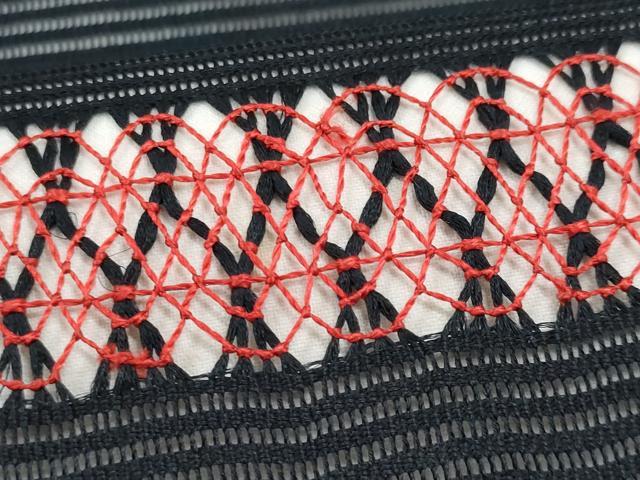 平和屋着物＊夏物 九寸開き名古屋帯 ドロンワーク 幾何学文様 黒地 正絹 逸品 CABG9948fb
