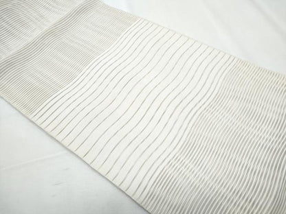 平和屋着物＊夏物　八寸名古屋帯　絽綴れ　よろけ縞　正絹　逸品　CABG9916fb