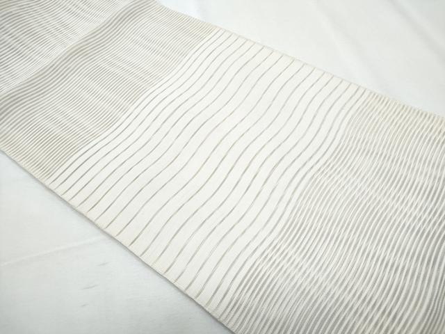 平和屋着物＊夏物　八寸名古屋帯　絽綴れ　よろけ縞　正絹　逸品　CABG9916fb