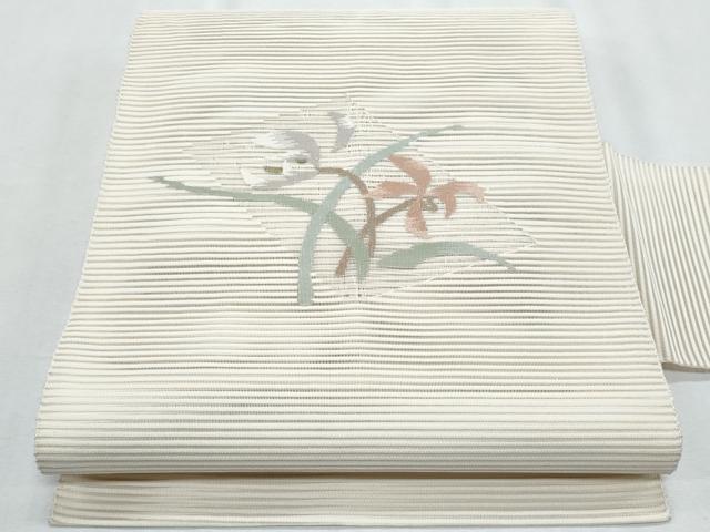 平和屋着物＊夏物　九寸名古屋帯　絽綴れ　枝花文　金糸　正絹　逸品　CABG9909fb