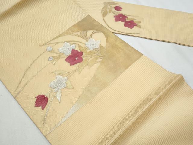平和屋着物＊夏物 九寸名古屋帯 桔梗 金銀糸 正絹 逸品 CABG9957fb