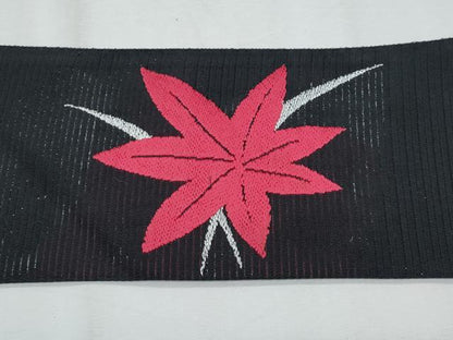 平和屋着物＊夏物 八寸名古屋帯 絽綴れ 芝草楓文 黒地 金銀糸 正絹 逸品 CABG9955fb