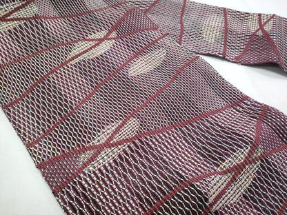 平和屋着物＊夏物　八寸名古屋帯　幾何学文様　正絹　逸品　CABG9950fb