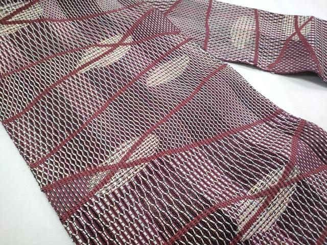 平和屋着物＊夏物　八寸名古屋帯　幾何学文様　正絹　逸品　CABG9950fb