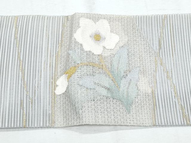 平和屋着物＊夏物　九寸名古屋帯　絽綴れ　枝花文　金糸　正絹　逸品　CABG9943fb