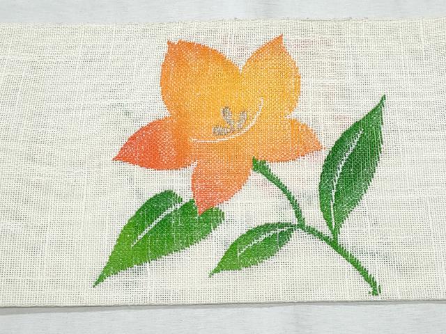 平和屋着物＊夏物　八寸名古屋帯　桔梗　金糸　正絹　逸品　CABG9919fb