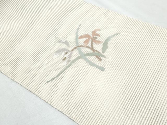 平和屋着物＊夏物　九寸名古屋帯　絽綴れ　枝花文　金糸　正絹　逸品　CABG9909fb