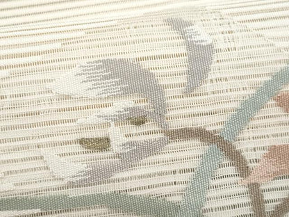 平和屋着物＊夏物　九寸名古屋帯　絽綴れ　枝花文　金糸　正絹　逸品　CABG9909fb