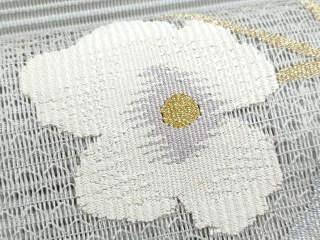平和屋着物＊夏物　九寸名古屋帯　絽綴れ　枝花文　金糸　正絹　逸品　CABG9943fb