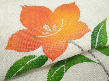 平和屋着物＊夏物　八寸名古屋帯　桔梗　金糸　正絹　逸品　CABG9919fb
