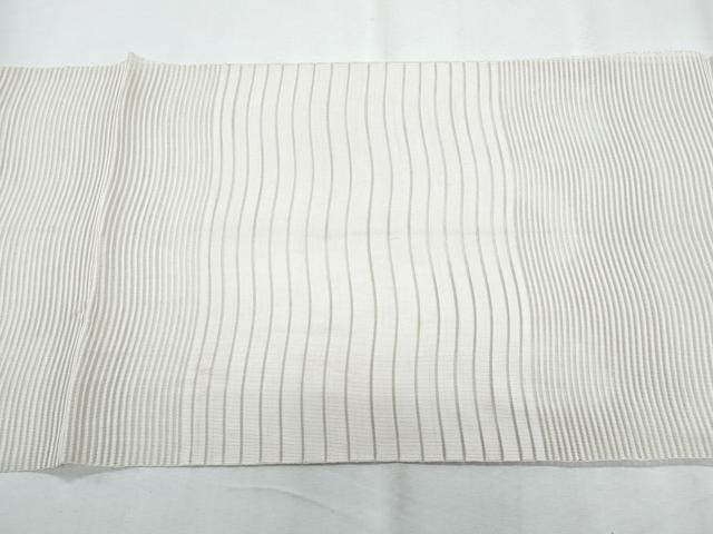 平和屋着物＊夏物　八寸名古屋帯　絽綴れ　よろけ縞　正絹　逸品　CABG9916fb