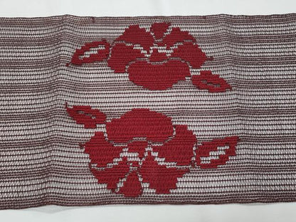 平和屋着物＊夏物　九寸名古屋帯　草花文　正絹　逸品　CABH8008fb