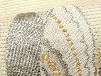 平和屋着物＊夏物 九寸名古屋帯 舞蝶文 金銀糸 正絹 逸品 CABG9964fb