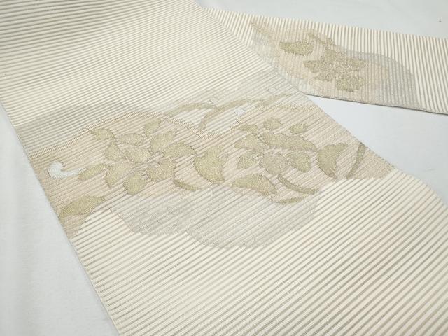 平和屋着物＊夏物　八寸名古屋帯　絽綴れ　枝花文　金銀糸　正絹　逸品　CABH8010fb