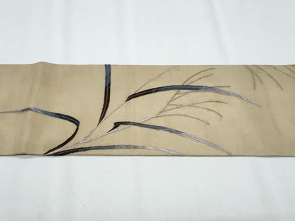 平和屋着物＊夏物 アンティーク 大正ロマン 九寸名古屋帯 総手刺繍 休み鳥 金糸 正絹 逸品 CABG9967fb