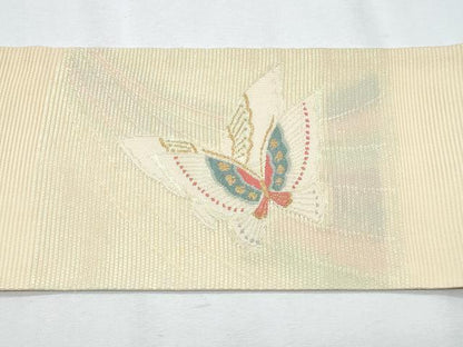 平和屋着物＊夏物 九寸名古屋帯 舞蝶文 金銀糸 正絹 逸品 CABG9964fb