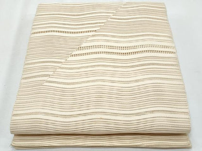 平和屋着物＊夏物　八寸名古屋帯　絽つづ　よろけ縞　正絹　逸品　CABG9993fb