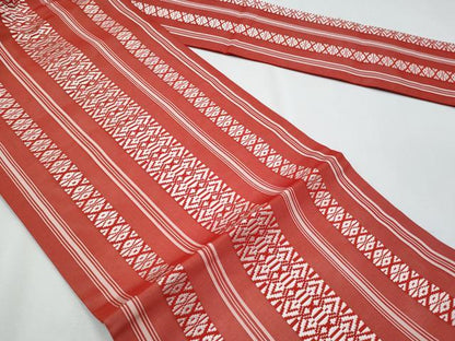 平和屋着物＊夏物　九寸名古屋帯　紗献上　赤色　正絹　逸品　CABH8005fb