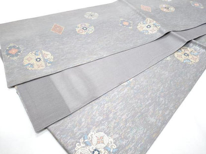 平和屋着物＊夏物　六通柄袋帯　菱花丸文　金銀糸　正絹　逸品　CABG9988fb
