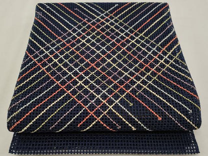 平和屋着物＊夏物　八寸名古屋帯　格子柄　正絹　逸品　CABH8004fb
