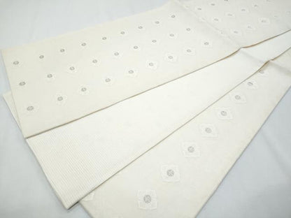 平和屋着物＊夏物　六通柄袋帯　菱花文文　銀糸　正絹　逸品　CABG9989fb
