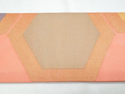 平和屋着物＊夏物　九寸名古屋帯　亀甲文　金糸　正絹　逸品　CABH8001fb