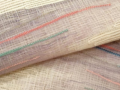 平和屋着物＊夏物　八寸名古屋帯　すくい織　変わり縞　正絹　逸品　CABG9997fb
