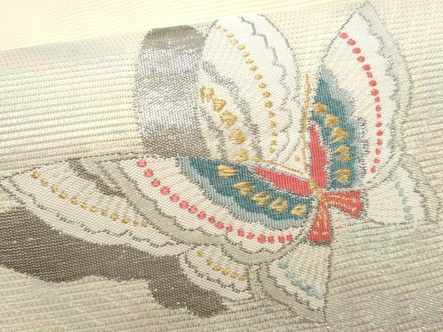 平和屋着物＊夏物 九寸名古屋帯 舞蝶文 金銀糸 正絹 逸品 CABG9964fb
