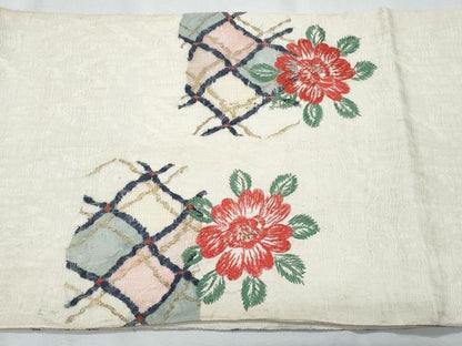 平和屋着物＊夏物　太鼓柄袋帯　刺繍　瓦草花文　金糸　正絹　逸品　CABG9977fb