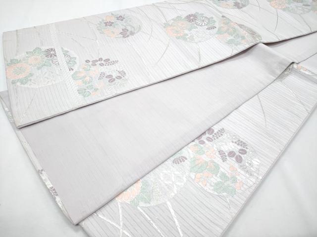 平和屋着物＊夏物 六通柄袋帯 芝草花丸文 銀糸 CABG9982fb
