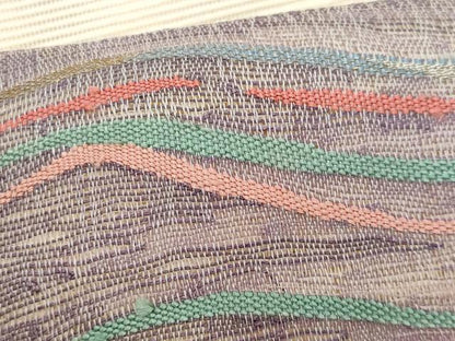 平和屋着物＊夏物　八寸名古屋帯　すくい織　変わり縞　正絹　逸品　CABG9997fb