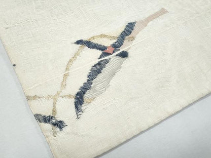 平和屋着物＊夏物　太鼓柄袋帯　刺繍　瓦草花文　金糸　正絹　逸品　CABG9977fb
