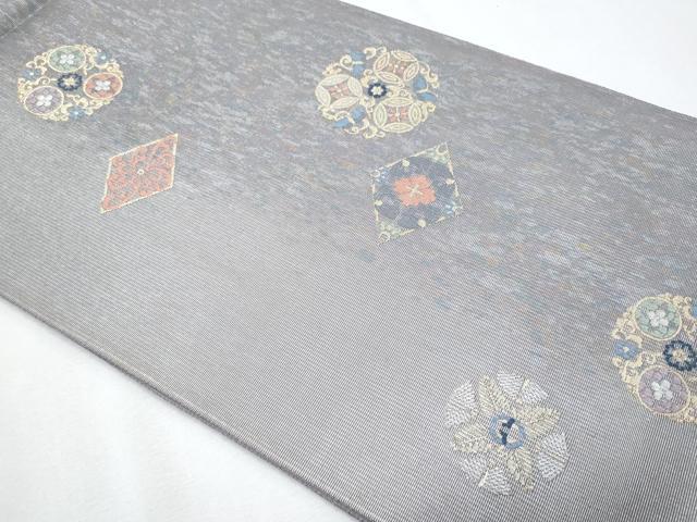 平和屋着物＊夏物　六通柄袋帯　菱花丸文　金銀糸　正絹　逸品　CABG9988fb