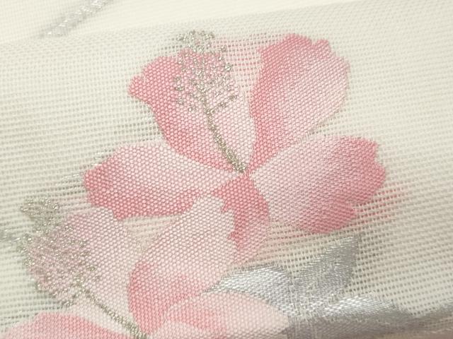 平和屋着物＊夏物　九寸名古屋帯　枝花文　金銀糸　正絹　逸品　CABH8007fb