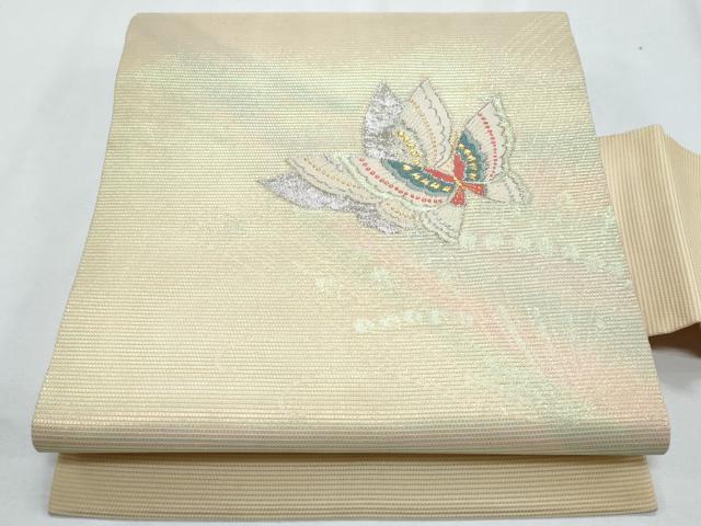 平和屋着物＊夏物 九寸名古屋帯 舞蝶文 金銀糸 正絹 逸品 CABG9964fb
