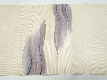 平和屋着物＊夏物　八寸名古屋帯　すくい織　変わり縞　正絹　逸品　CABG9997fb