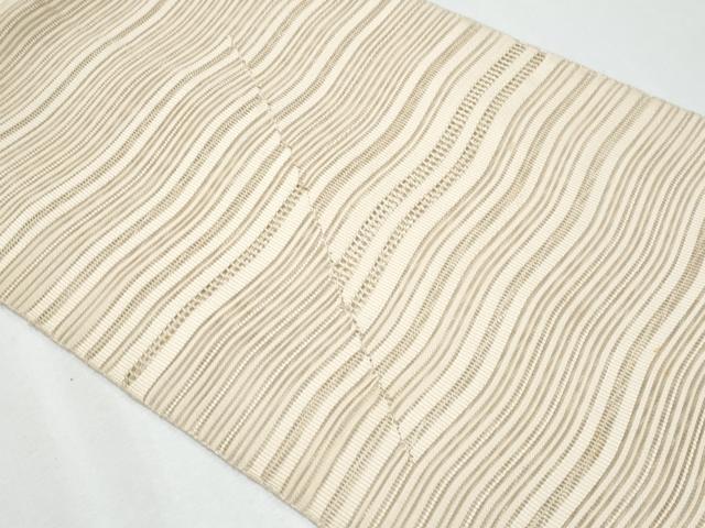 平和屋着物＊夏物　八寸名古屋帯　絽つづ　よろけ縞　正絹　逸品　CABG9993fb