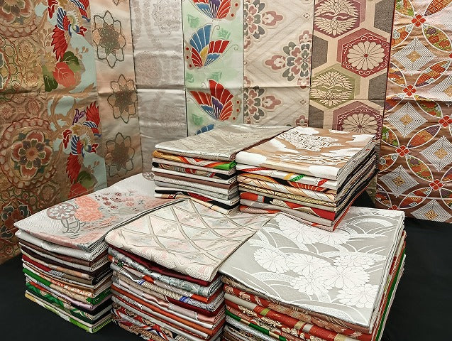 平和屋着物■袋帯 西陣 まとめて100点 鳳凰 向かい鶴 向かい鳥 風景 松竹梅 花柄 七宝 正倉院 佐賀錦 金銀糸  未使用品有 全て正絹 mmm1114