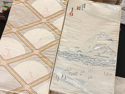 平和屋着物■袋帯 西陣 まとめて100点 鳳凰 鶴 孔雀 尾長鳥 人物 蝶 風景 東海道五拾三次 花柄 七宝 正倉院 未使用品あり 全て正絹 mmm1111