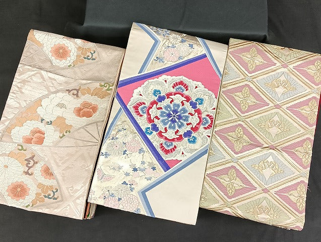 平和屋着物■袋帯 西陣 まとめて100点 向い鶴 尾長鳥 鴛鴦 向い蝶 風景 更紗 花柄 七宝 正倉院 佐賀錦 金銀糸 未使用品有 全て正絹 mmm1113