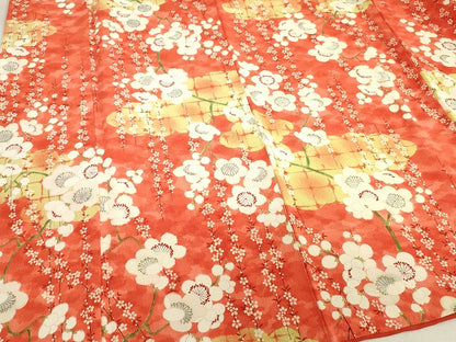 平和屋着物■上質な小紋　枝梅文　金彩　鬼しぼ縮緬　正絹　逸品　DABF6490zy