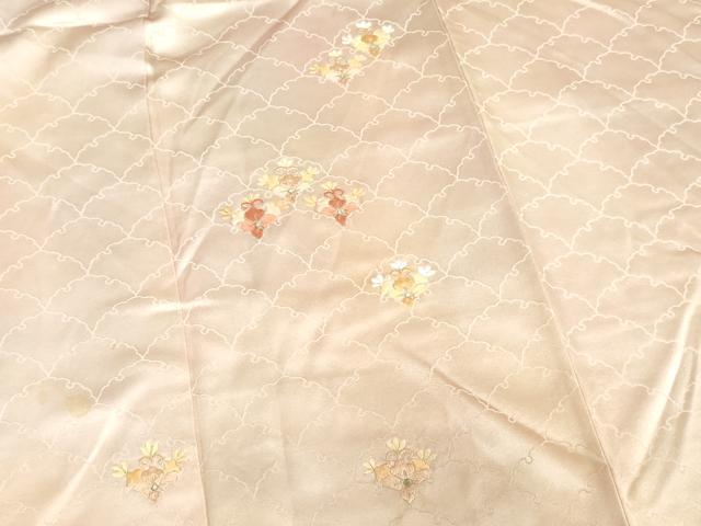平和屋着物■訪問着　総刺繍　花青海波文　暈し染め　金糸　正絹　逸品　DABF6517zy