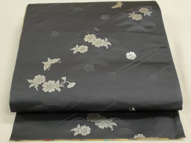 平和屋着物◎両面　全通柄袋帯　流水文　金銀糸　正絹　逸品　DABF8372we