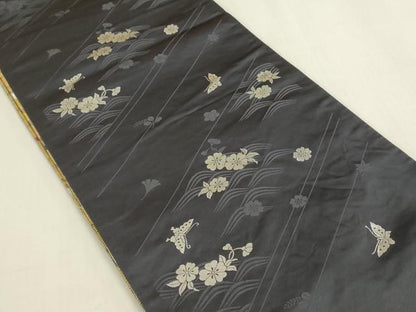 平和屋着物◎両面　全通柄袋帯　流水文　金銀糸　正絹　逸品　DABF8372we