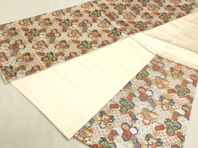 平和屋着物◎六通柄袋帯　吉祥花文　松竹梅　金銀糸　正絹　逸品　DABF8365we