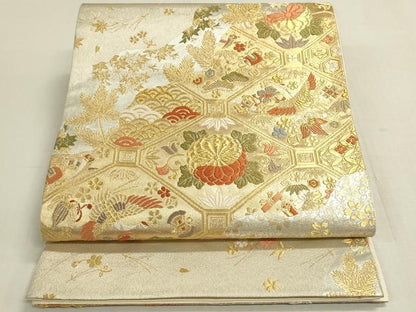 平和屋着物◎六通柄袋帯　唐織　古都　蜀江花鳥文　宝尽くし　金銀糸　正絹　逸品　DABF8362we