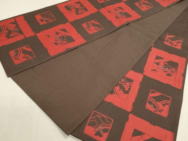 平和屋着物◎六通柄袋帯　ささ野　変わり市松風景文　正絹　逸品　DABF838we